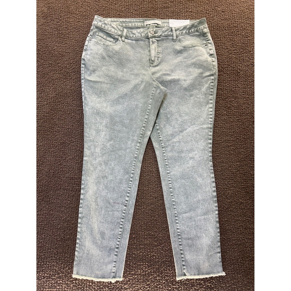 Cato Mid-Rise Skinny Jeans Desert Sage Acid Wash Raw Hem Plus Size 18W NEW